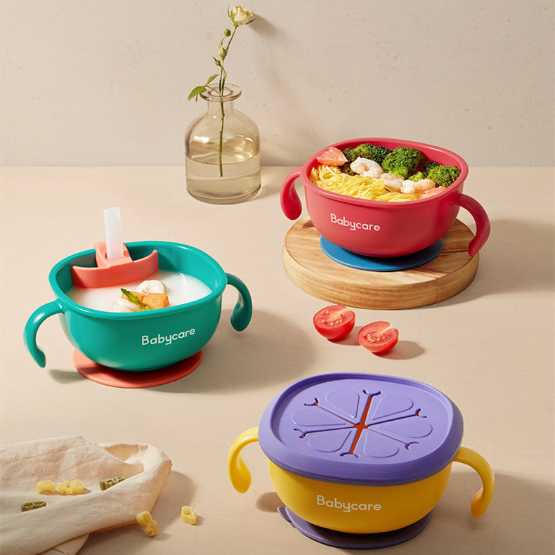 Tarrokko Babycare 3-in-1 Feeding Bowl - Suction Snack, Soup & Straw Dish with Handle