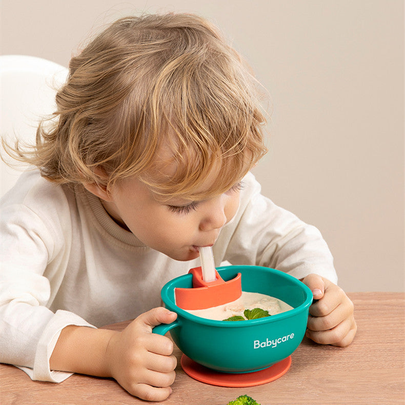 Tarrokko Babycare 3-in-1 Feeding Bowl - Suction Snack, Soup & Straw Dish with Handle