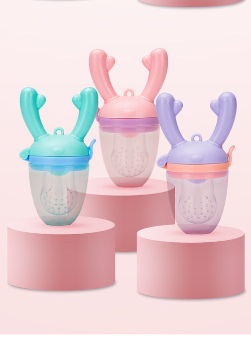 Baby Fruit Feeder Silicone Bite Bag – BPA-Free Piglet & Deer
