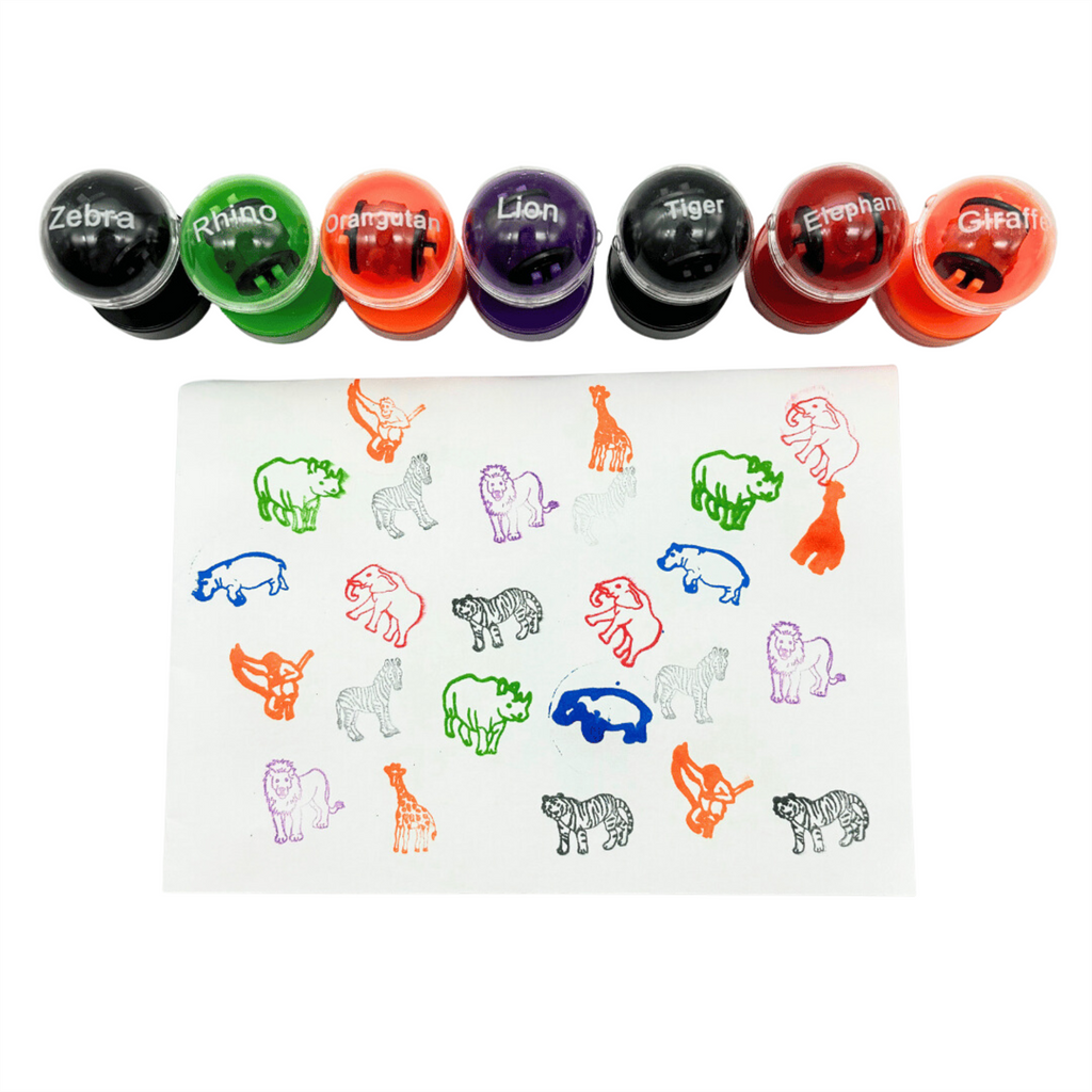 Double Sided Self Inking Wild Animal Stamper with Roller (single)