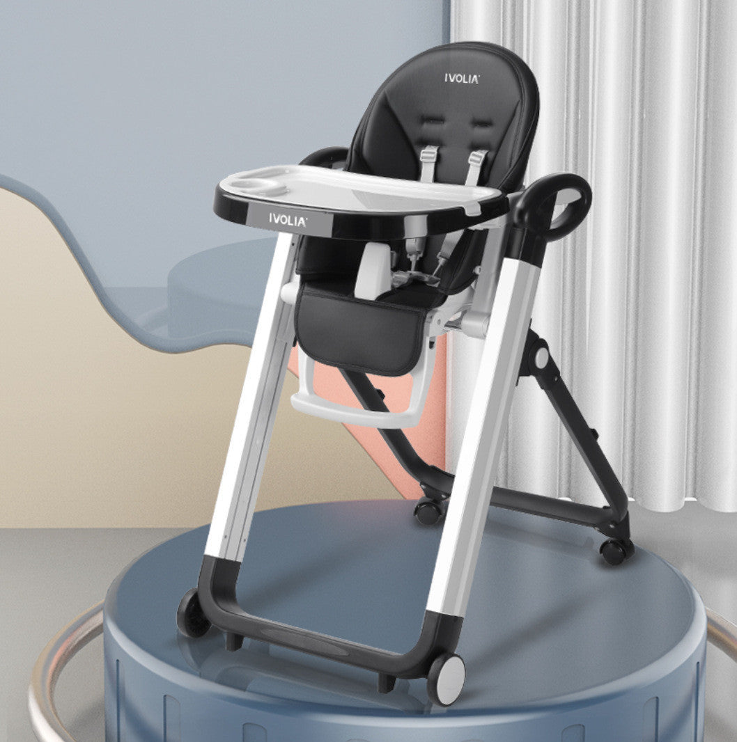 IVOLIA Foldable Portable Baby High Chair - Adjustable Height Dining Seat