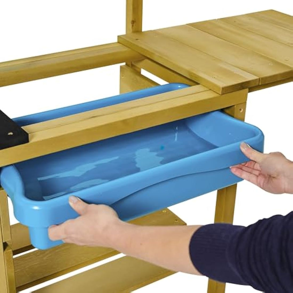 TP Toys | Mud Kitchen | Deluxe Wooden Mud Kitchen | Boys and Girls 3+ | Kids Outdoor Kitchen Playset with Water Pan, Garden Sink, and Kitchen Accessories | Garden & Sensory Pretend Play for Kids