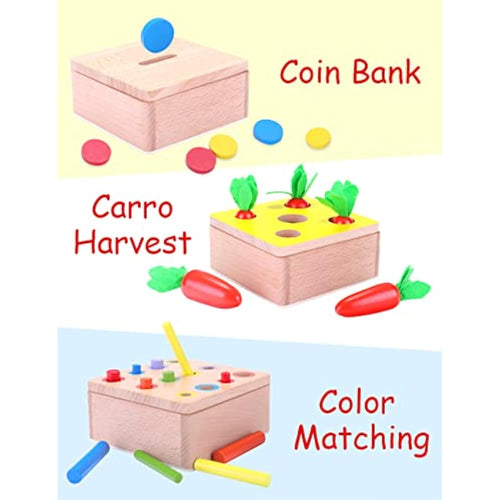 Baby Montessori Toys for 1 Year Old Boys Girls, Wooden Toys for 1 2 3 Year Olds, Baby Sensory Toys 4 in 1 Activity Cube Balls Drop Toy, Toddlers Educational Sorting Toy, Babies 1st Birthday Gifts