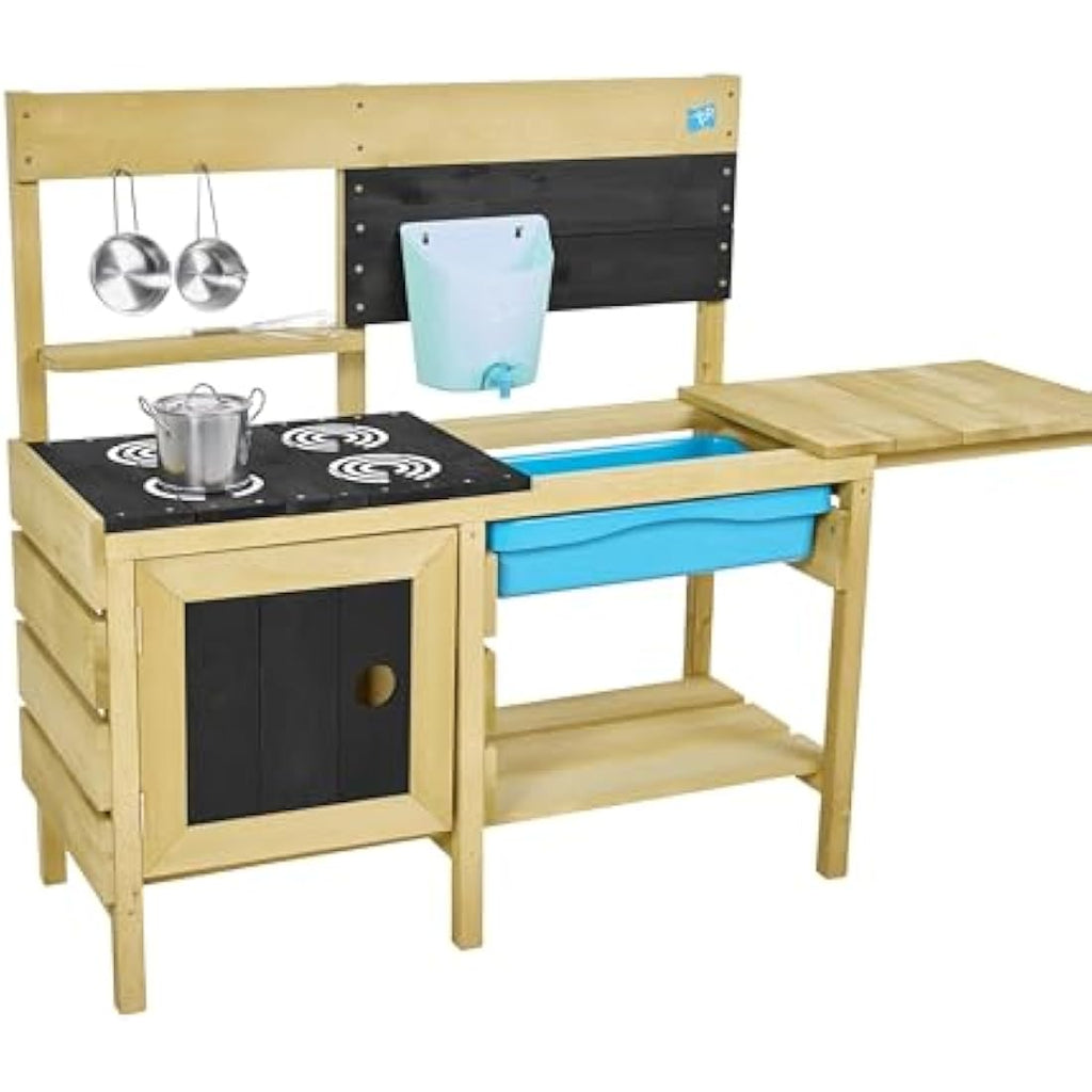 TP Toys | Mud Kitchen | Deluxe Wooden Mud Kitchen | Boys and Girls 3+ | Kids Outdoor Kitchen Playset with Water Pan, Garden Sink, and Kitchen Accessories | Garden & Sensory Pretend Play for Kids