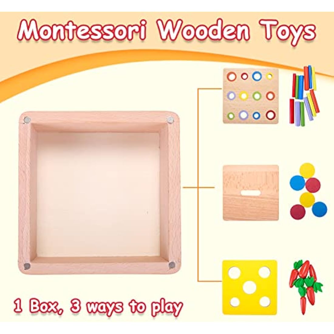 Baby Montessori Toys for 1 Year Old Boys Girls, Wooden Toys for 1 2 3 Year Olds, Baby Sensory Toys 4 in 1 Activity Cube Balls Drop Toy, Toddlers Educational Sorting Toy, Babies 1st Birthday Gifts