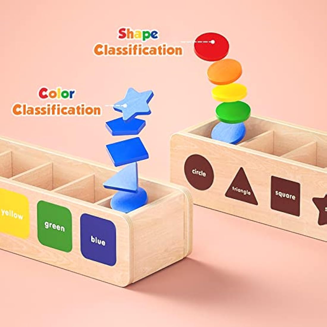 LZDMY Toddler Toys for 2 3 Year Old Boys Girls, Wooden Montessori Educational Toys for 2-3 Year Olds, Sensory Color Shape Sorting Toys, Gifts for Boys Girls Age 1-3