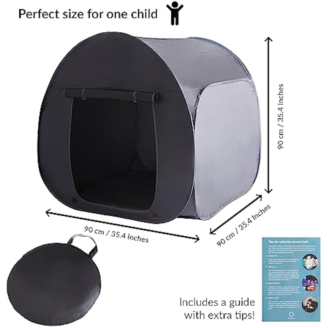 Sensory Tent | Calm Down Tent For Children To Play And Relax | Sensory Corner | Helps With Autism, SPD, Anxiety & Improve Focus | Black Out Sensory Tents For Autistic Children (90 Cm)