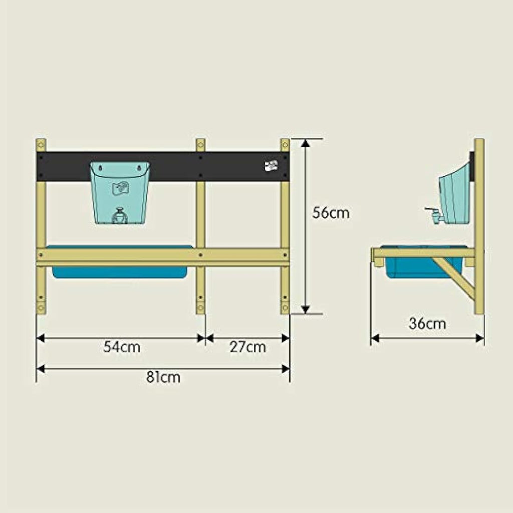TP Toys, Early Fun Mud Kitchen Playhouse Accessory, Bolt on Mud Kitchen Attachement for a Playhouse, Includes Water Butt, Splash Tub, Pans, Mixing Whisk, Messy Play, 31 x 55 x 56 cm
