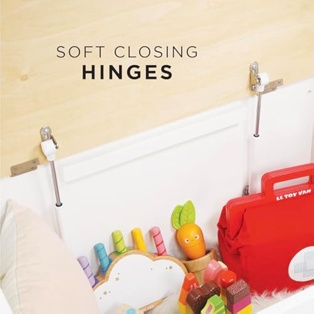 Le Toy Van - Kids Toy Box for Kids Toys White Wooden - Storage Box with Lid for Toddler Toys - Wooden Toy Chest - Age 3 Years +