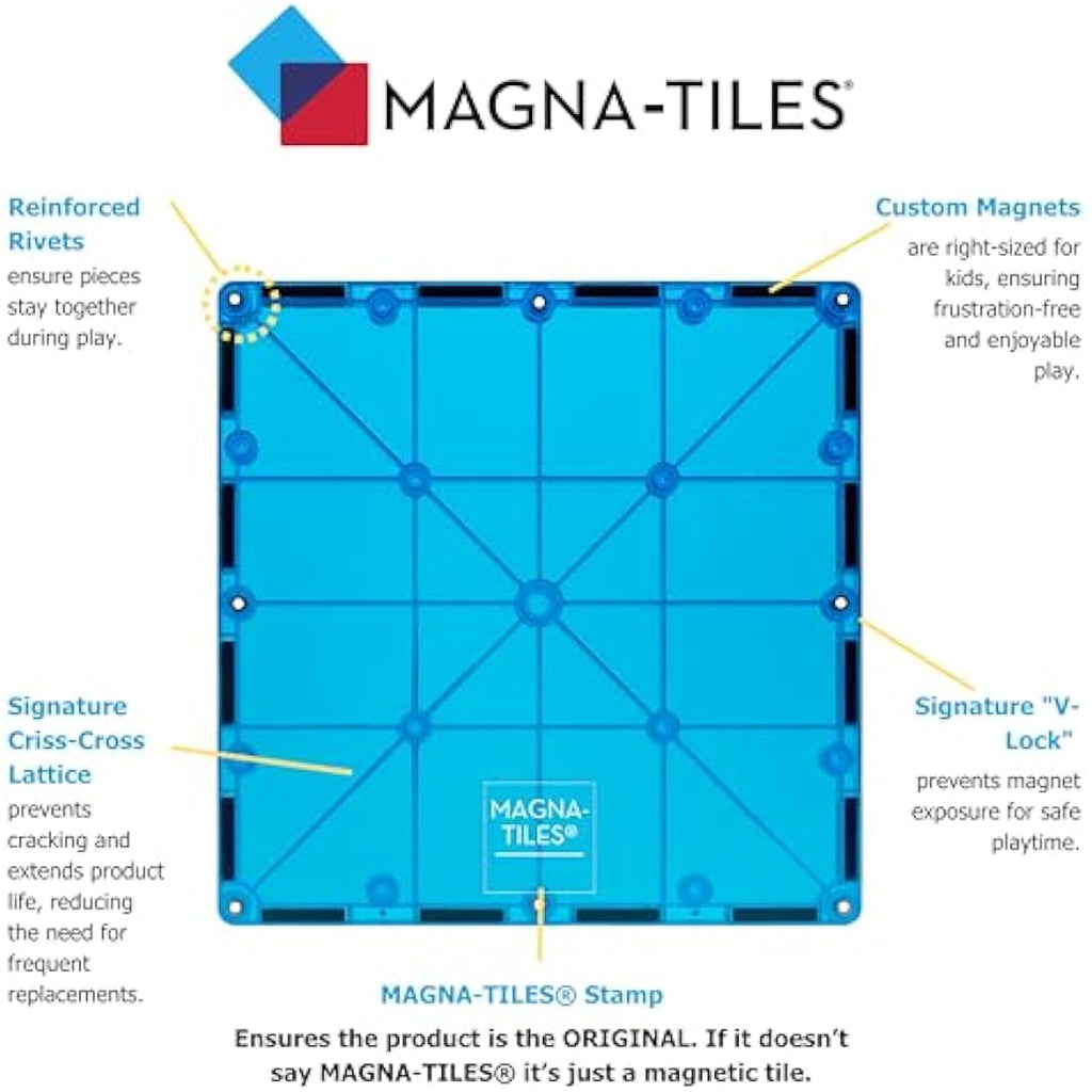 MAGNA-TILES Classic 32-Piece Magnetic Construction Set, Magnet Building Blocks, STEM Engineering Toys & Math Manipulatives, Preschool, Classroom, Playroom, Sensory Room Essentials