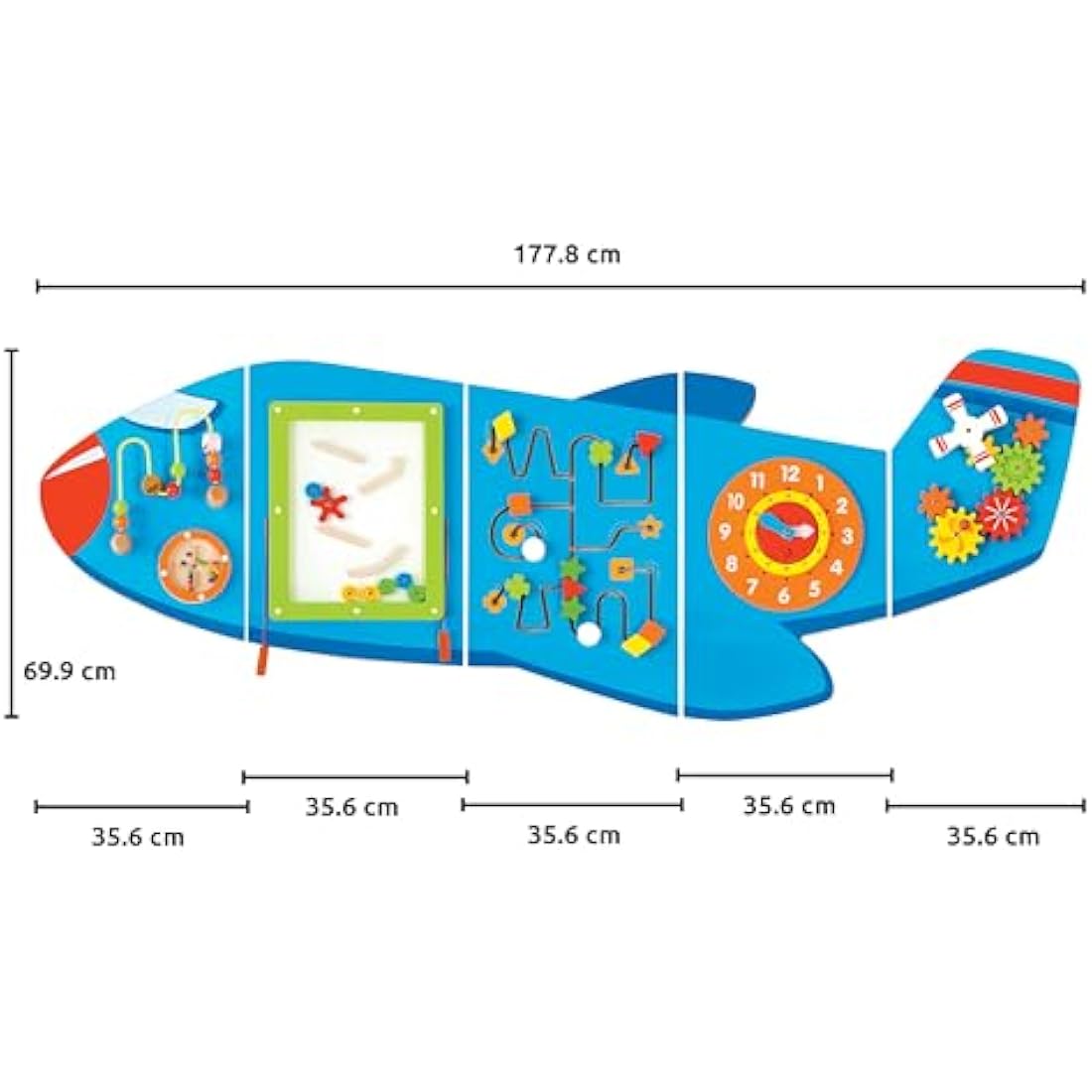SPARK & WOW Airplane Activity Wall Panels | Ages 18m+ | Montessori Sensory Wall Toy | 6 Activities | Busy Board | Toddler Room Decor