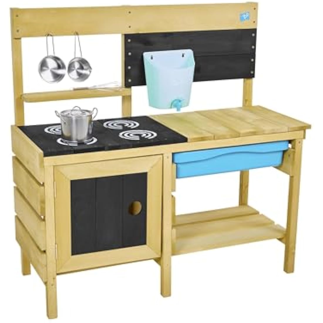 TP Toys | Mud Kitchen | Deluxe Wooden Mud Kitchen | Boys and Girls 3+ | Kids Outdoor Kitchen Playset with Water Pan, Garden Sink, and Kitchen Accessories | Garden & Sensory Pretend Play for Kids