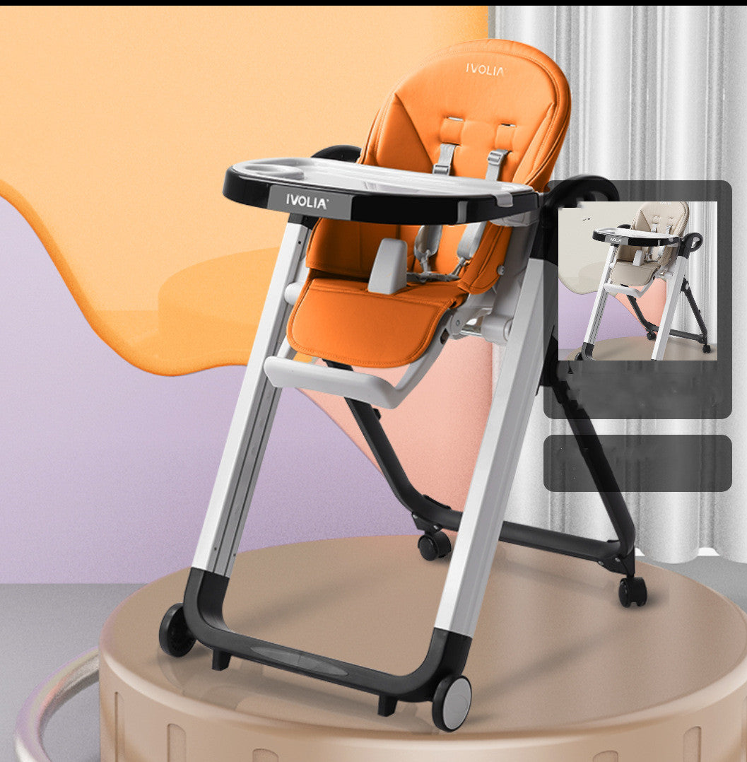 IVOLIA Foldable Portable Baby High Chair - Adjustable Height Dining Seat