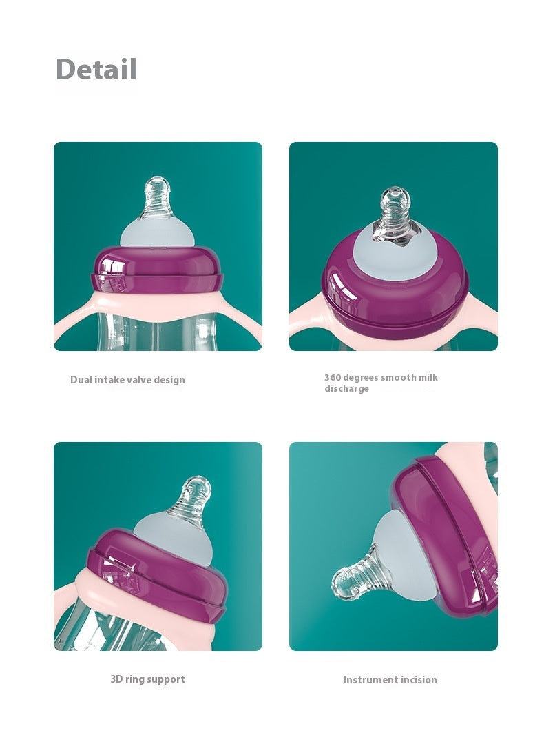 Baby Straw Bottle with Handles - Wide Mouth PP Plastic Sippy Cup