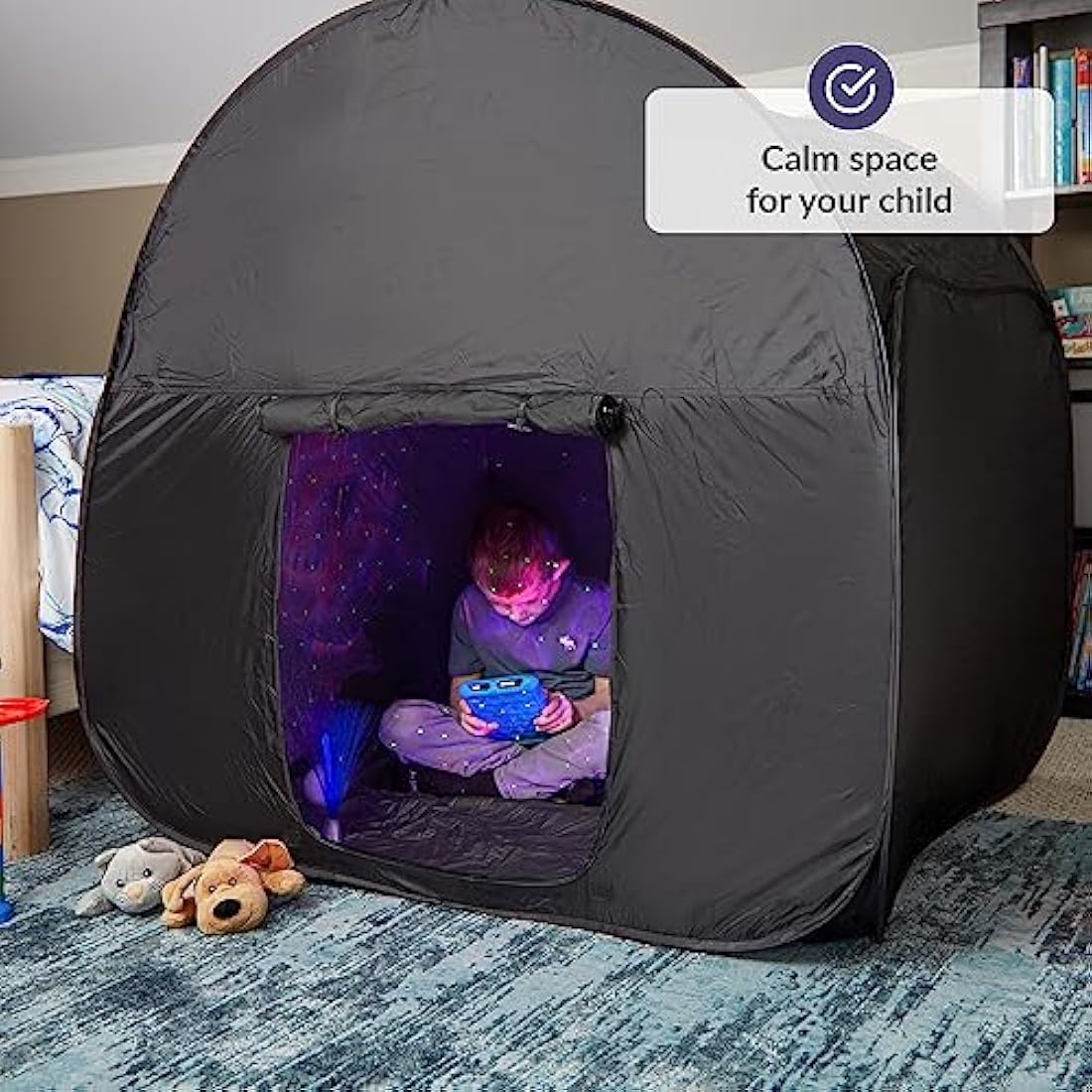 Sensory Tent | Calm Down Tent For Children To Play And Relax | Sensory Corner | Helps With Autism, SPD, Anxiety & Improve Focus | Black Out Sensory Tents For Autistic Children (120 Cm)