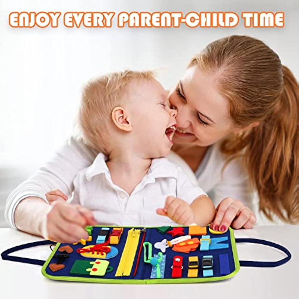 Hooku Busy Board for Toddlers, Montessori Toys for 3 Year Olds, Learning toys for 3 Year Olds, Baby Sensory Toys for 3 Year Old, Fine Motor Skills Toys, Toddler Travel Toys, Baby Gifts