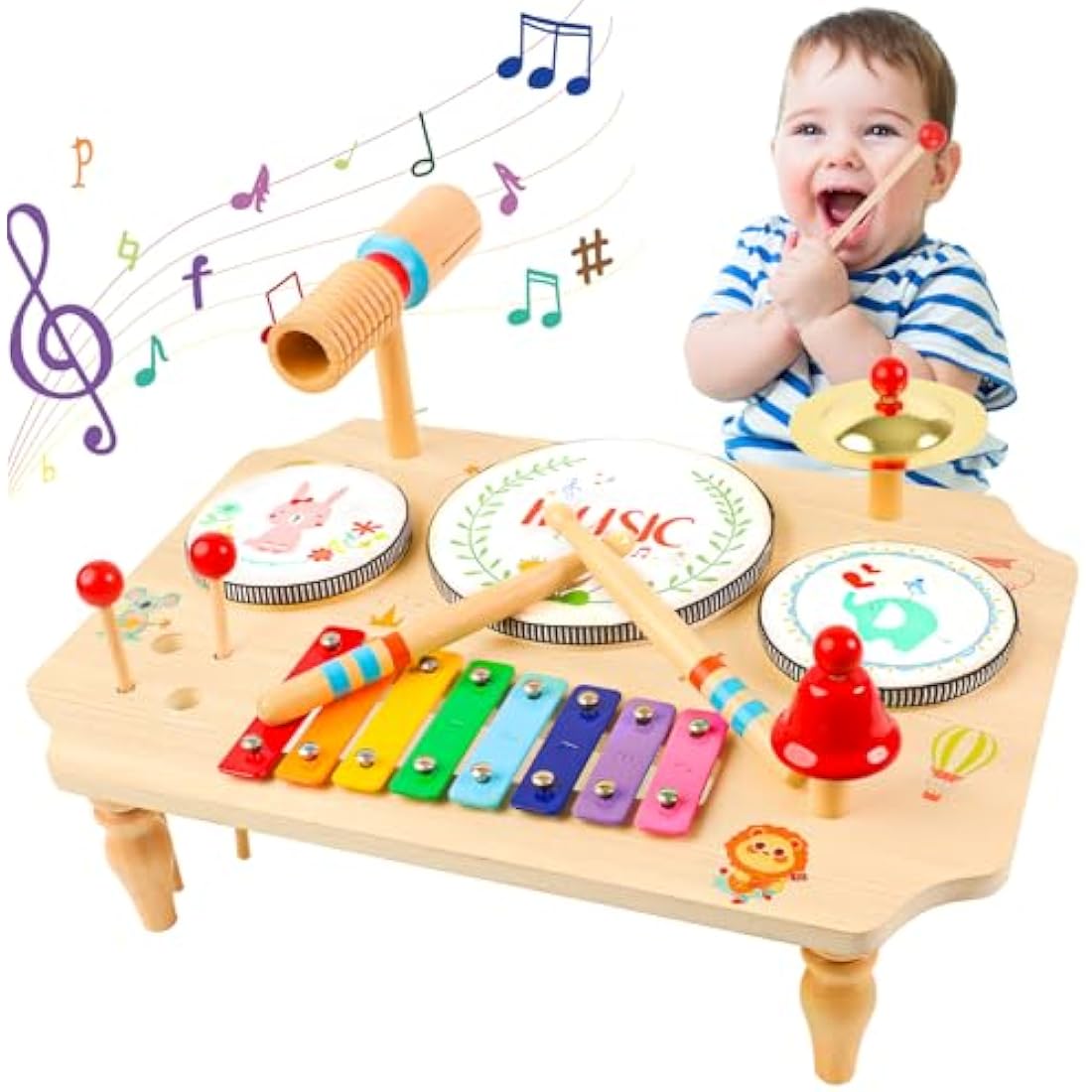 XIAPIA Kids Drum Kit, Baby Drum Musical Instruments Toys for 1 Year Old, Toddler Drum Set with Xylophone for Kids, Percussion Musical Instruments Toys Birthday Gifts for Children Boys and Girls