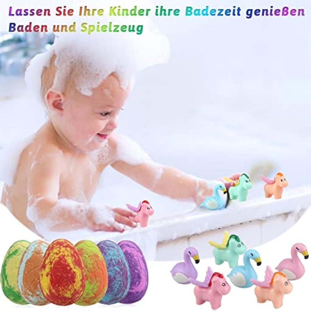 Smlper Bath Bombs for Kids with Surprise Inside, 6 Pcs Dino Egg Handmade Natural Fizzy Bath Bombs Dinosaur Toys for Girls Boys Christmas Birthday Easter Gift Set (6 * 130g) (Dinosaur Toys-6PCS)