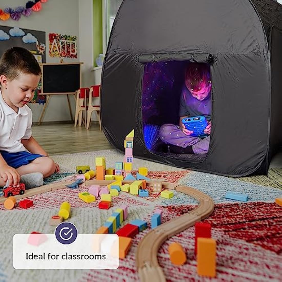 Sensory Tent | Calm Down Tent For Children To Play And Relax | Sensory Corner | Helps With Autism, SPD, Anxiety & Improve Focus | Black Out Sensory Tents For Autistic Children (120 Cm)