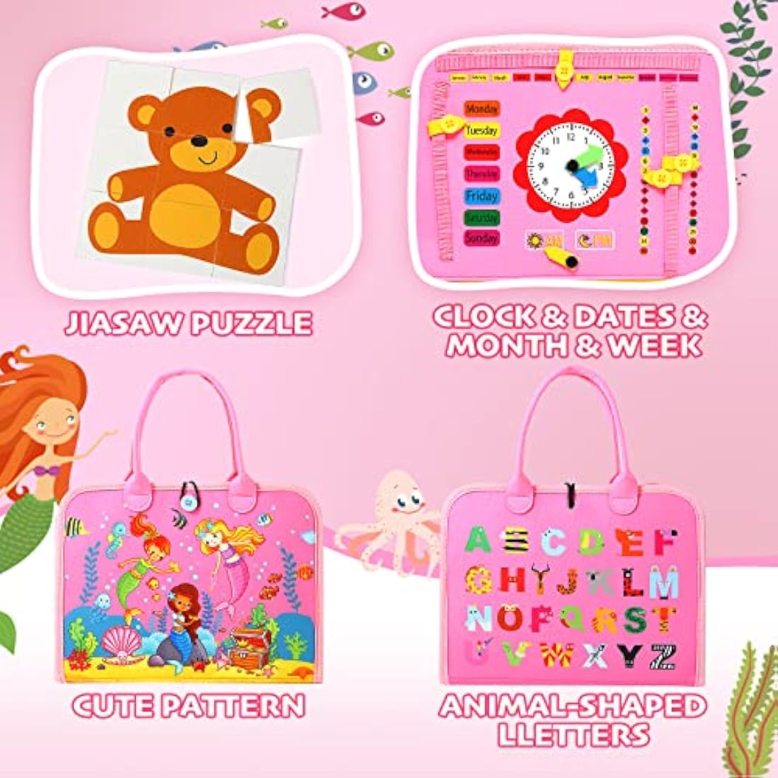 Hooku Busy Board for Toddlers, Montessori Toys 2 Year Olds, Learning Baby Sensory 1 Old, Fine Motor Skills Toys, Toddler Travel Girl Boy Gifts (TY004)