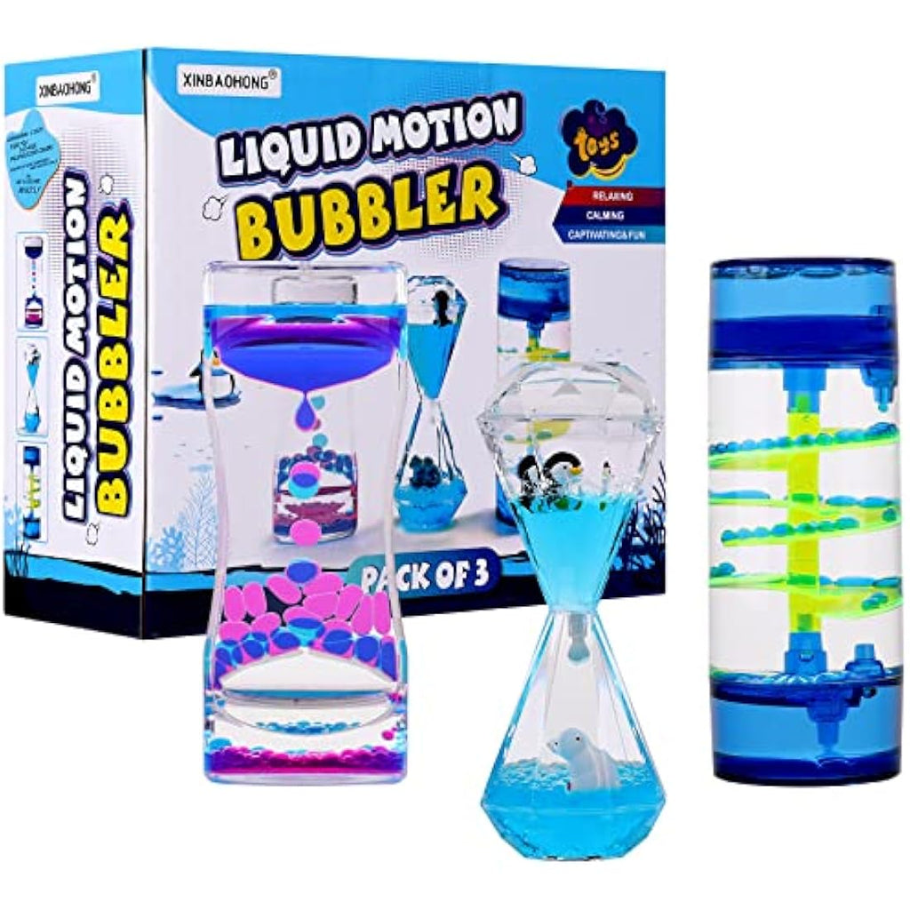 XINBAOHONG Sensory Toy for Relaxation, Motion Timer, Color Lava Lamp, 3 Pack Incredibly Effective Calming Stress Relief Hourglass Toy Liquid Motion Bubbler for Kids and Adults