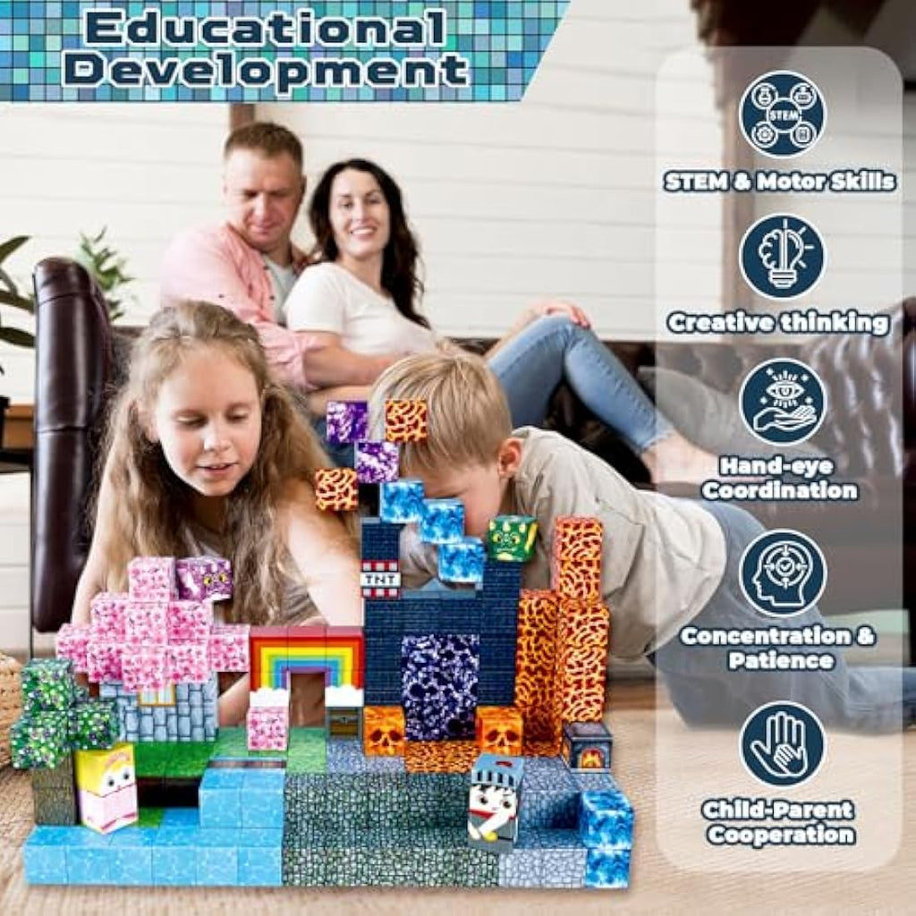 GraceDuck Magnetic Blocks-150 PCS Build Dark Swordsman's Forest Castle - Magnetic Toys for Montessori Toddler Christmas Birthday Gifts - STEM Sensory Toys for Age 3+ Boys & Girls