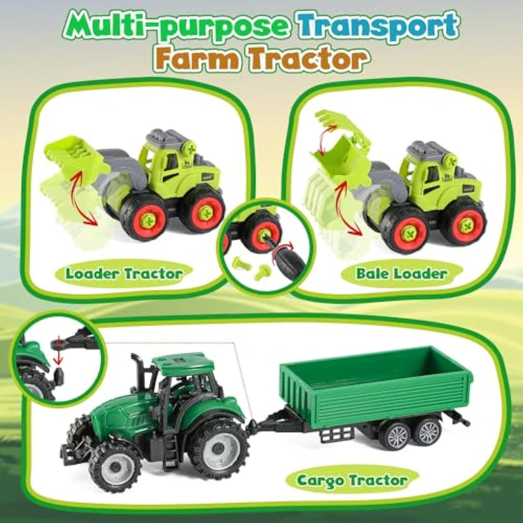 FRUSE Play Sand Farm Animal Toys,Sandbox Toys Set for Toddlers w/1 KG Play Sensory Sand, Farm Toy Figures and Tractor Truck Playset,Sensory Sandbox with Cover for Boy Girl Kid Age 3 4 5 6 7 8 9