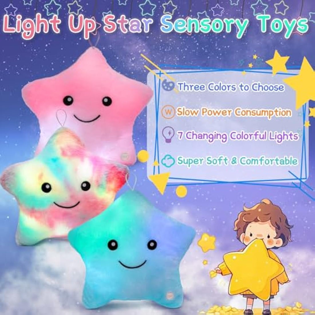 NYOBABE Sensory Toys for Autism,Light Up Star Teddy Sensory Lights for Toddlers,Kids Sleep Aid Adhd Autism Toys,Autism Sensory Equipment,Birthday Xmas Gifts for Boys Girls Ages 3 4 5 6 7 8 9 Blue