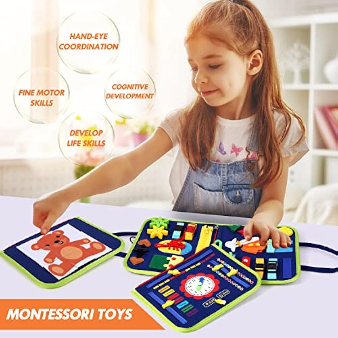 Hooku Busy Board for Toddlers, Montessori Toys for 3 Year Olds, Learning toys for 3 Year Olds, Baby Sensory Toys for 3 Year Old, Fine Motor Skills Toys, Toddler Travel Toys, Baby Gifts