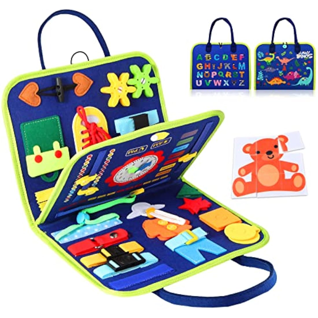 Hooku Busy Board for Toddlers, Montessori Toys for 3 Year Olds, Learning toys for 3 Year Olds, Baby Sensory Toys for 3 Year Old, Fine Motor Skills Toys, Toddler Travel Toys, Baby Gifts