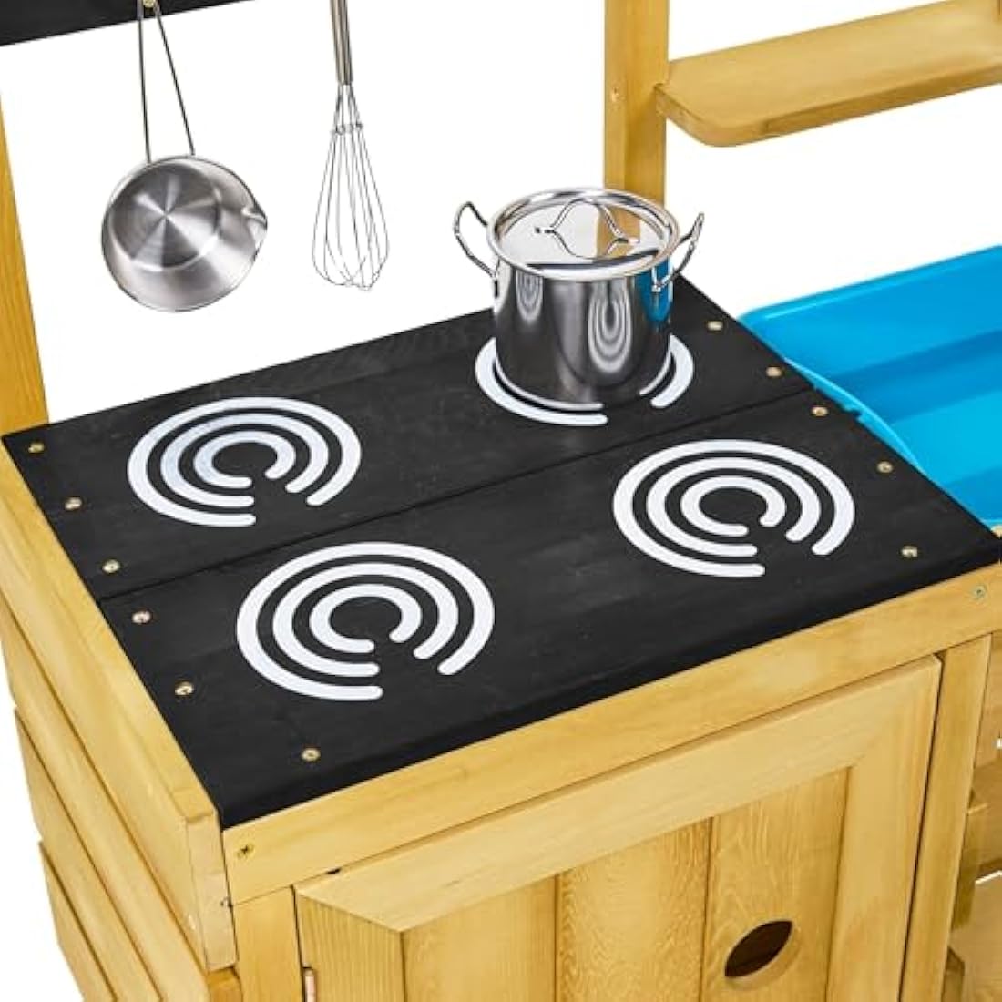 TP Toys, Junior Chef Mud Kitchen, FSC Certified Timber, Wet and Dry Activity, Includes Splash Tub, Pans and Accessories. For Sand, Water, Sensory and Messy Play, For Ages 3 Years +