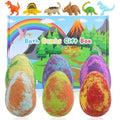 Smlper Bath Bombs for Kids with Surprise Inside, 6 Pcs Dino Egg Handmade Natural Fizzy Bath Bombs Dinosaur Toys for Girls Boys Christmas Birthday Easter Gift Set (6 * 130g) (Dinosaur Toys-6PCS)