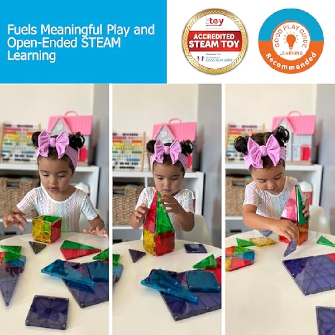 MAGNA-TILES Classic 32-Piece Magnetic Construction Set, Magnet Building Blocks, STEM Engineering Toys & Math Manipulatives, Preschool, Classroom, Playroom, Sensory Room Essentials