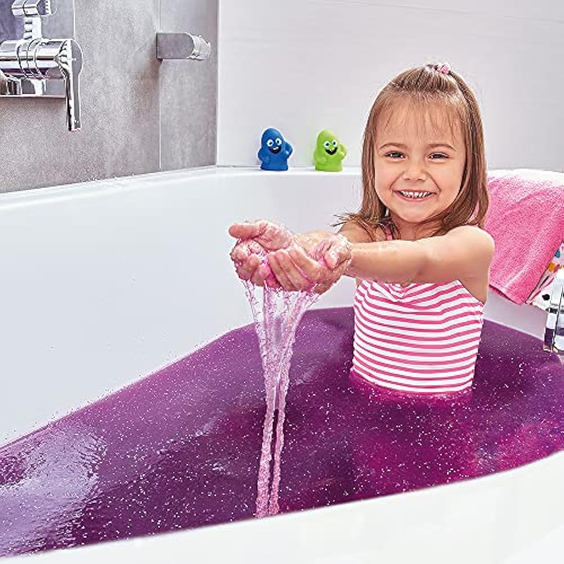 Zimpli Kids Slime Baff Purple & Green, 4 Bath Value Pack, Magically turns water into gooey, colourful slime, 2 x Free Crackle Baff, Children's Sensory & Bath Toy Gift, Certified Biodegradable