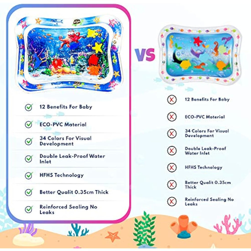 Tummy Time Mat Inflatable Water Mat Baby Play Mat Water Play Mats for Boys & Girls Sensory Toy Early Development Toys for Newborn Baby, Infants and Toddlers.