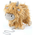 Little Bird Told Me - Hubert Highland Cow Pull Along Toy for Baby 6+ Months Unisex - 2-in-1 Soft Toy, Removable Wheels, Sensory Plush Fabric - British Brand Since 2007