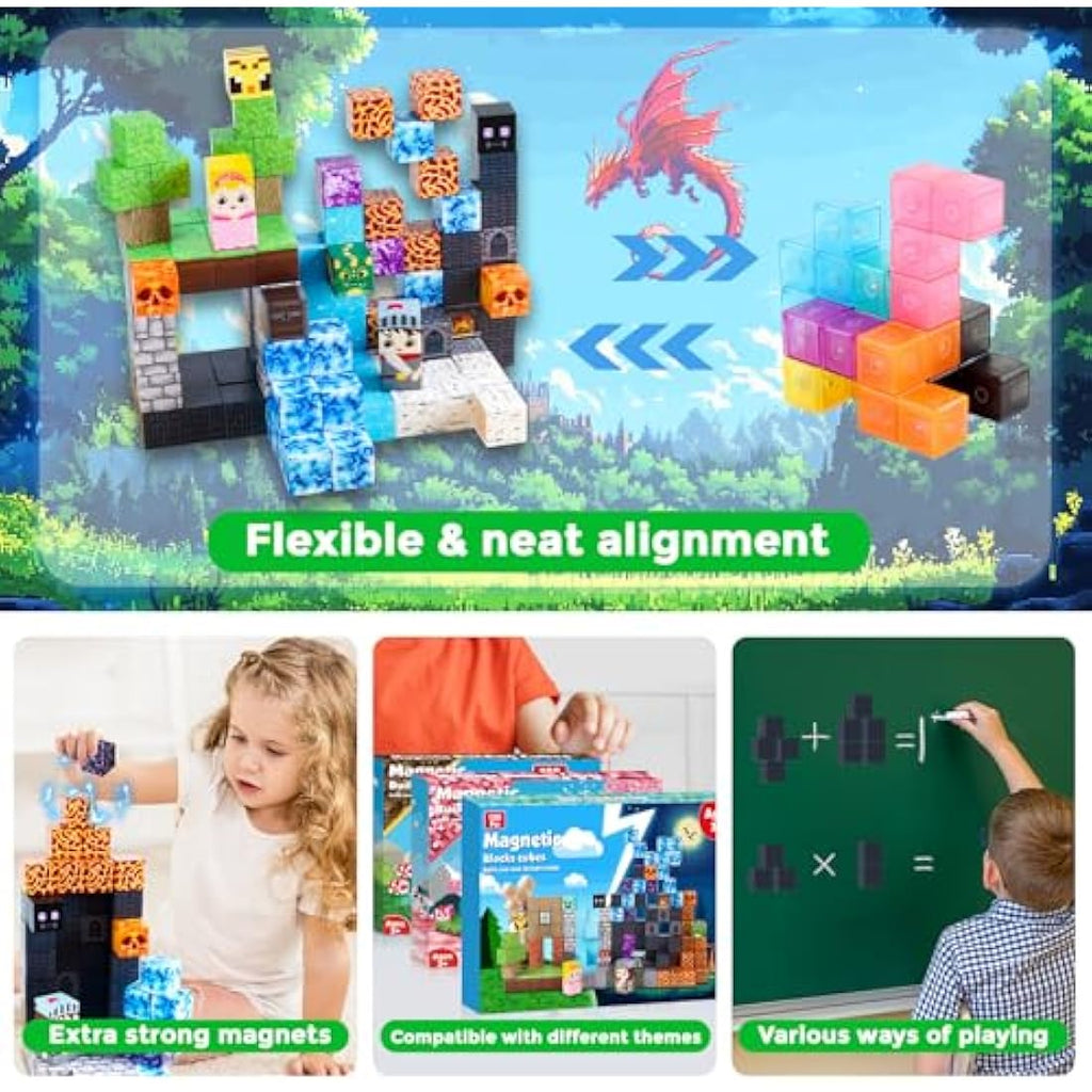 GraceDuck Magnetic Blocks - 150 PCS Build Dark Hell Forest Castle - Magnetic Toys for Montessori Toddler Christmas Birthday Gifts - STEM Sensory Toys for 3 4 5 6 7 8 9 10 Year Old