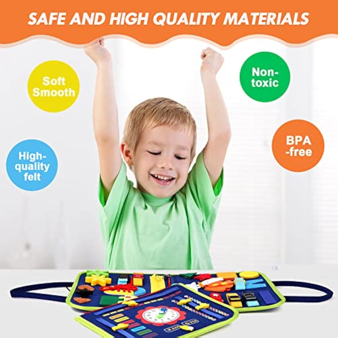 Hooku Busy Board for Toddlers, Montessori Toys for 3 Year Olds, Learning toys for 3 Year Olds, Baby Sensory Toys for 3 Year Old, Fine Motor Skills Toys, Toddler Travel Toys, Baby Gifts