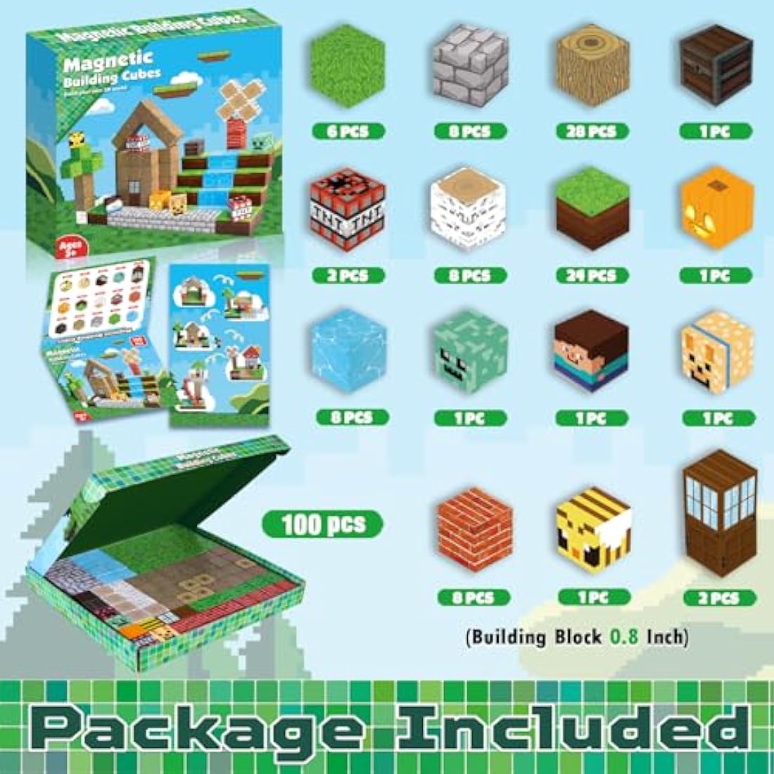 Magnetic Blocks-100PCS Magnetic Building Blocks Magnetic Tiles Stacking, STEM Montessori Sensory Toys for Toddlers Kids Boys Girls Ages 3 4 5 6 7 8 9 10 Birthday Gifts