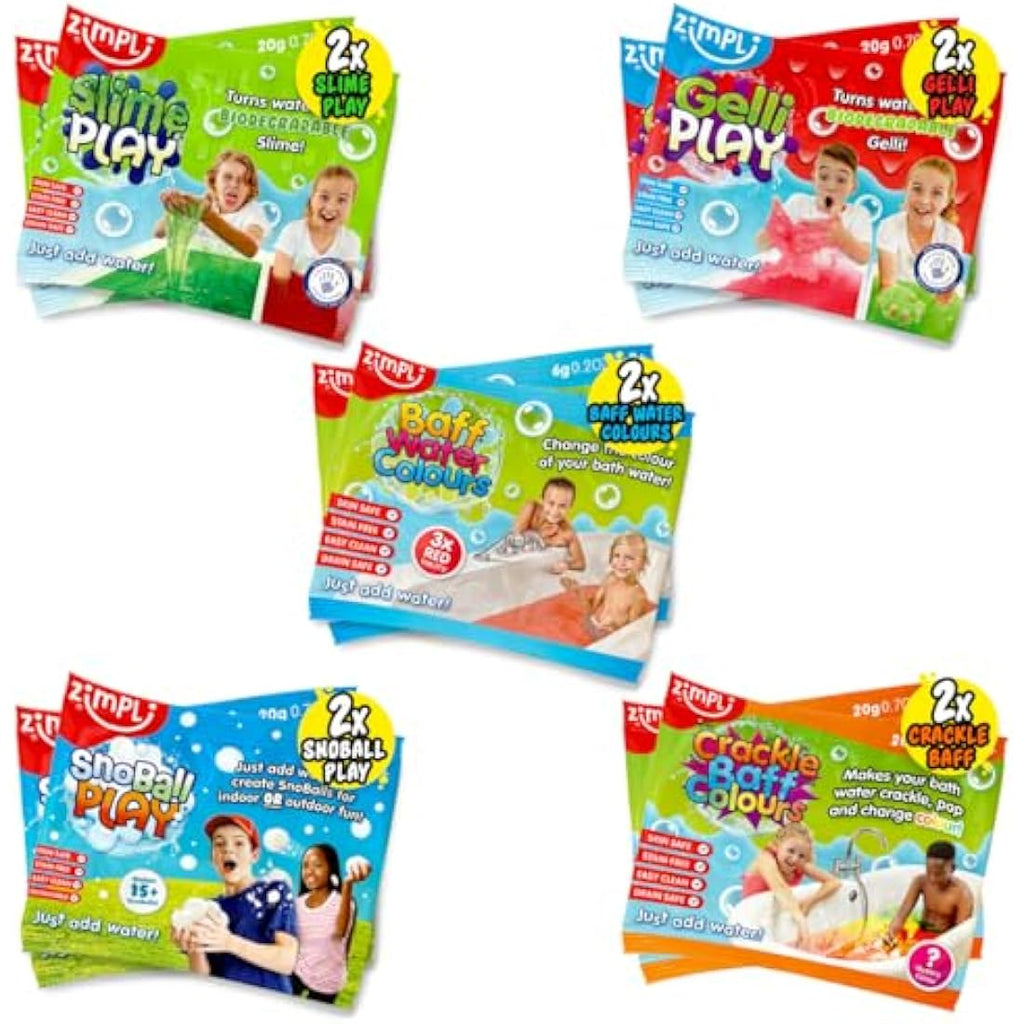 Zimpli Kids 10 x Christmas Multi Pack Party Bag Fillers, 10 Use Pack, Children's Assorted Xmas Goody Bag Favours, Fillers, Messy & Multi-Sensory Toys for Boys & Girls, Stocking Fillers