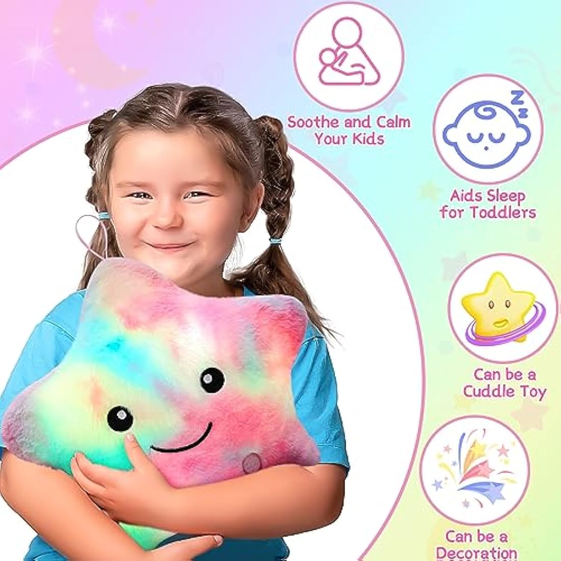 NYOBABE Sensory Toys for Autism, Light Up Star Teddy, Kids Sleep Aid, Toddler Baby Sensory Play Lights, Birthday & Xmas Gifts for 3-10 Year Old Girls & Boys, Colorful