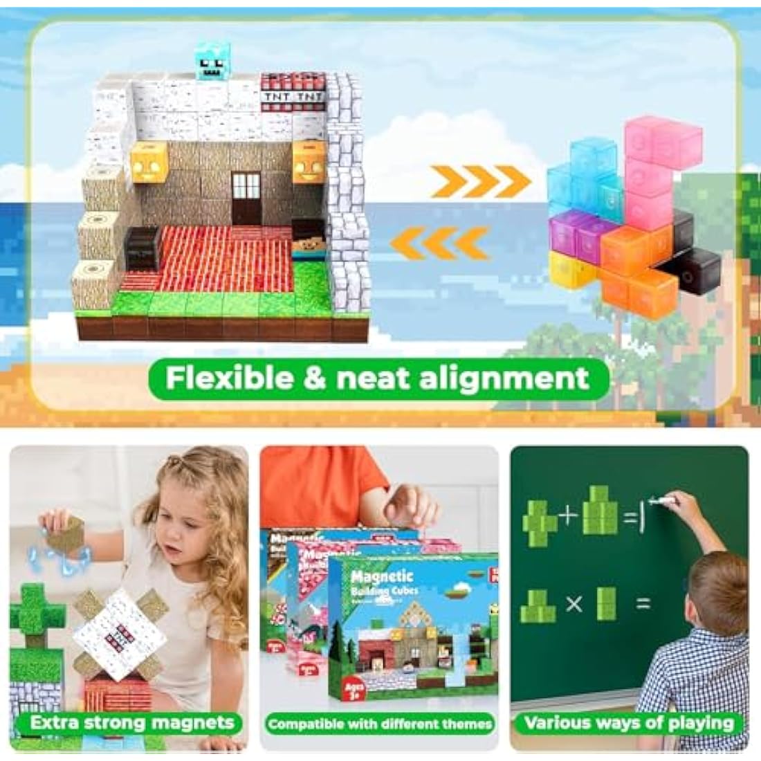 ToyUnited Magnetic Blocks-150PCS Magnetic Building Blocks Tiles Stacking, Construction Toys STEM Sensory Toys for Toddlers Kids Boys Girls Ages 3 4 5 6 7 8 9 10 Christmas Easter Birthday Gifts
