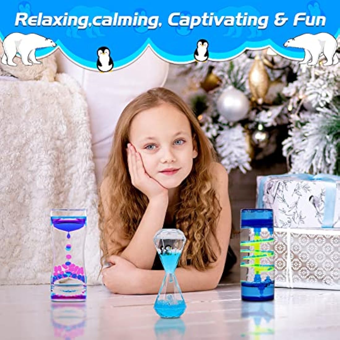 XINBAOHONG Sensory Toy for Relaxation, Motion Timer, Color Lava Lamp, 3 Pack Incredibly Effective Calming Stress Relief Hourglass Toy Liquid Motion Bubbler for Kids and Adults
