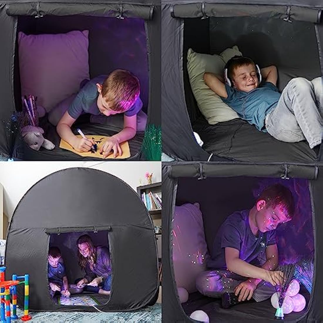 Sensory Tent | Calm Down Tent For Children To Play And Relax | Sensory Corner | Helps With Autism, SPD, Anxiety & Improve Focus | Black Out Sensory Tents For Autistic Children (120 Cm)