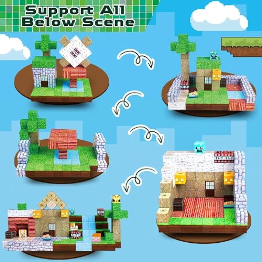 ToyUnited Magnetic Blocks-150PCS Magnetic Building Blocks Tiles Stacking, Construction Toys STEM Sensory Toys for Toddlers Kids Boys Girls Ages 3 4 5 6 7 8 9 10 Christmas Easter Birthday Gifts