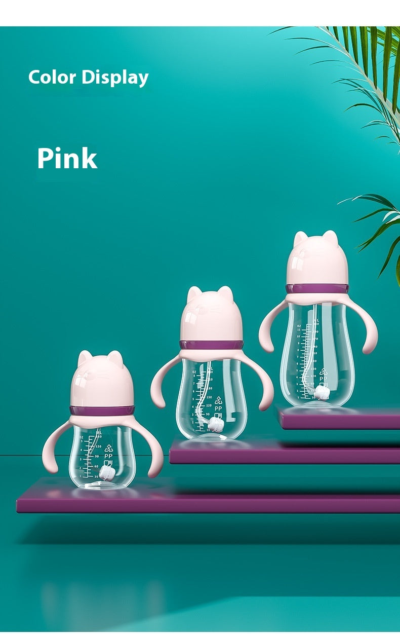 Baby Straw Bottle with Handles - Wide Mouth PP Plastic Sippy Cup