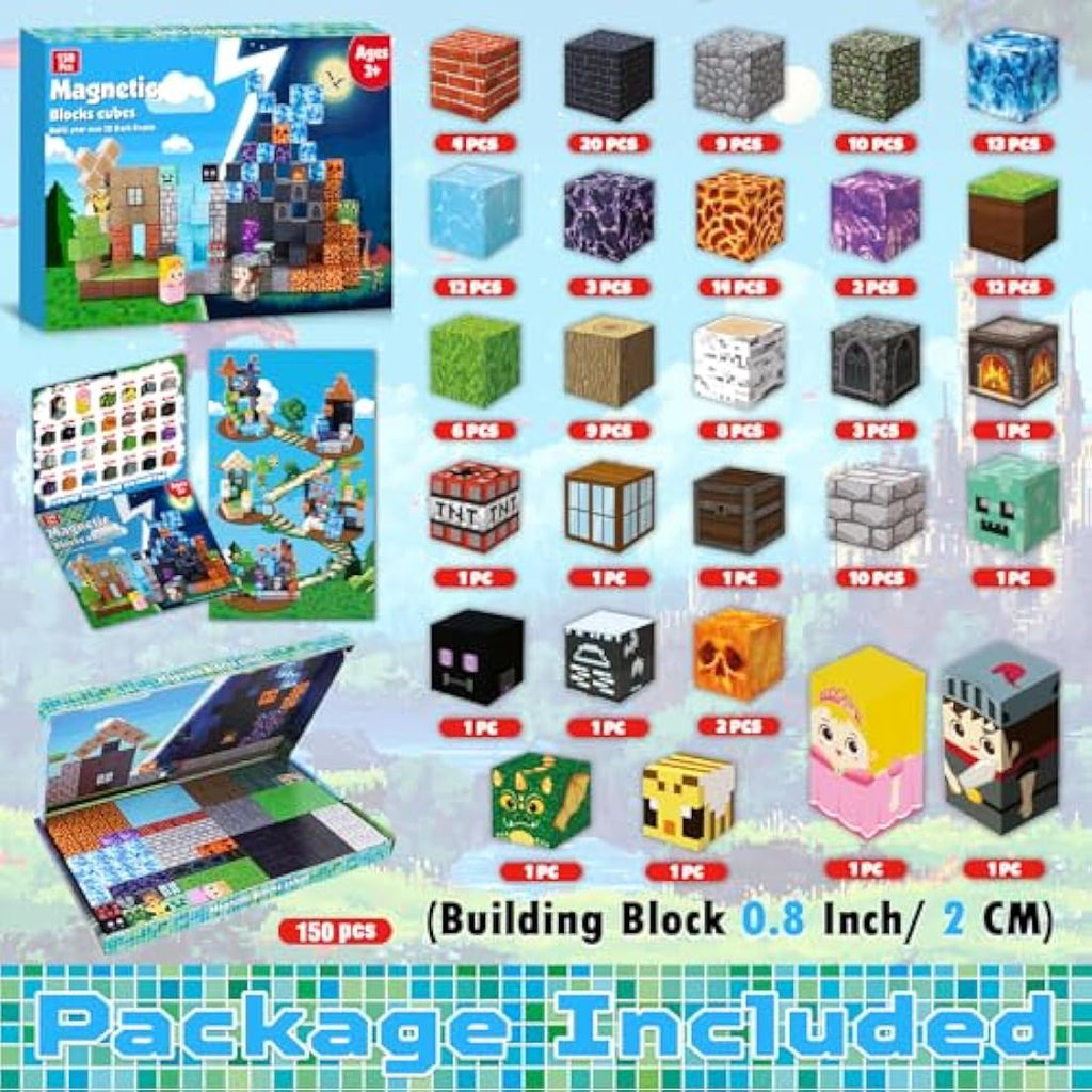 GraceDuck Magnetic Blocks - 150 PCS Build Dark Hell Forest Castle - Magnetic Toys for Montessori Toddler Christmas Birthday Gifts - STEM Sensory Toys for 3 4 5 6 7 8 9 10 Year Old