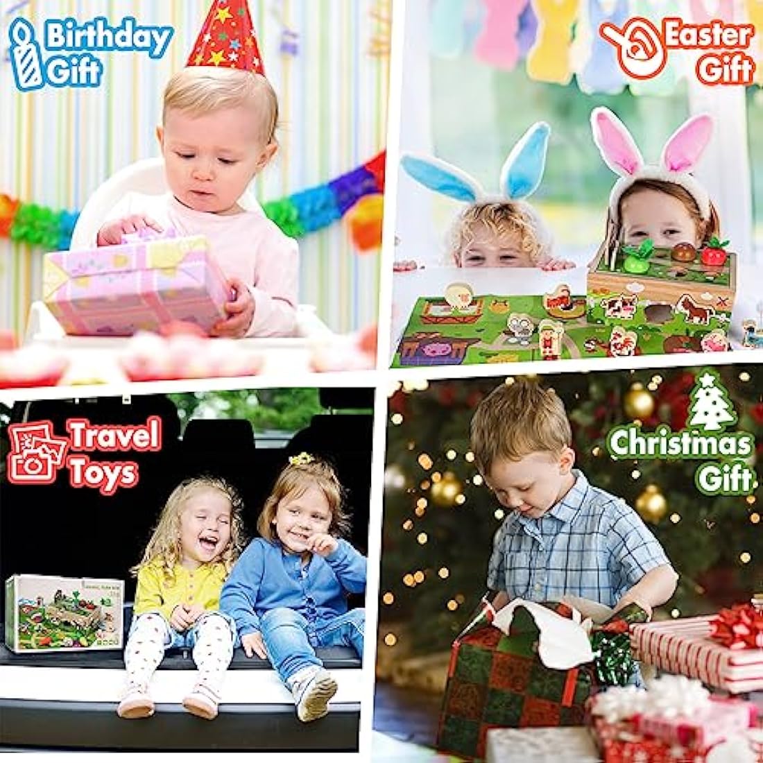 Montessori Wooden Sensory Toddler Toys: Toy for 1 2 3 Year Old Boys Girls | 1st Birthday Baby Gifts for 1-2 Year Olds | Babies 12+ Months Educational Learning Present Easter Gift Fine Motor Skills