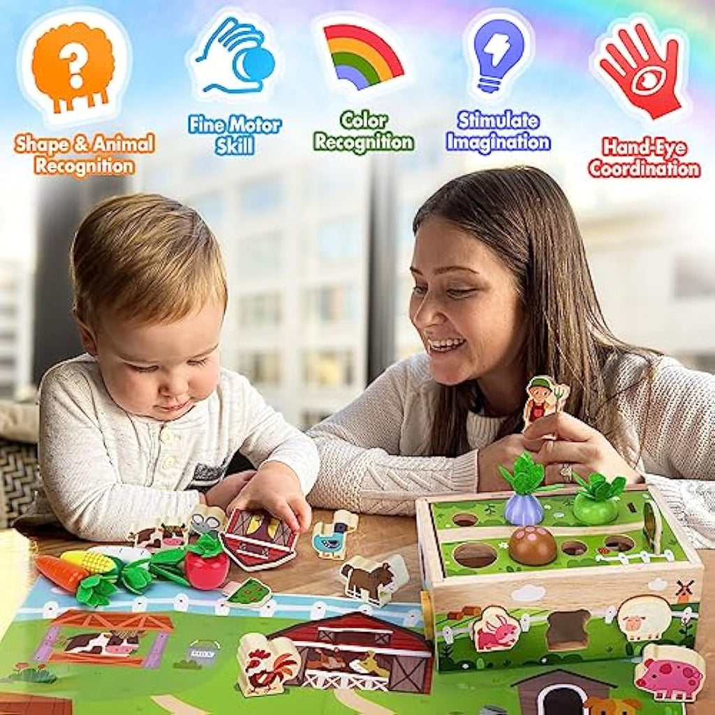 Montessori Wooden Sensory Toddler Toys: Toy for 1 2 3 Year Old Boys Girls | 1st Birthday Baby Gifts for 1-2 Year Olds | Babies 12+ Months Educational Learning Present Easter Gift Fine Motor Skills