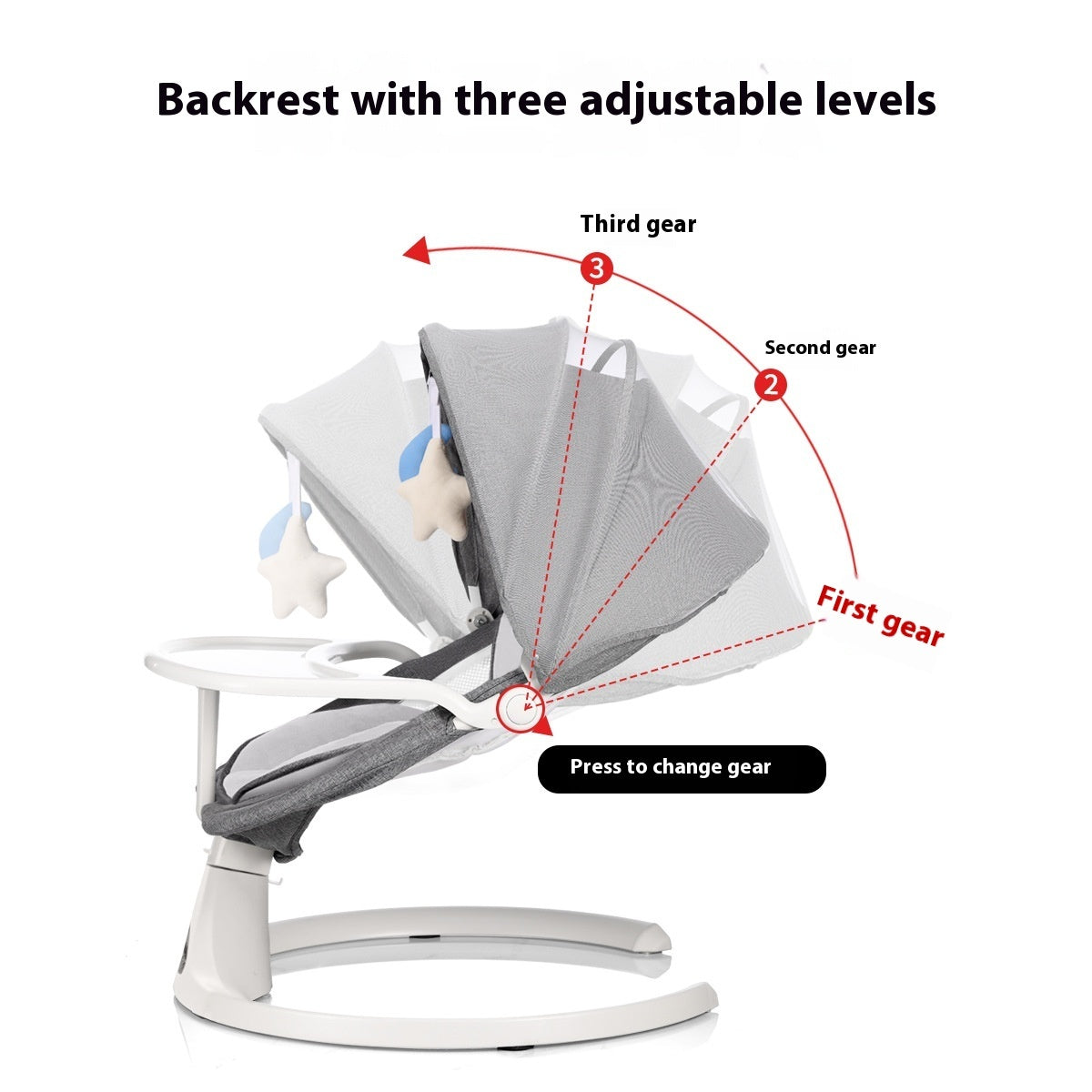 KiddNest Baby Rocker Steel Frame Reclining Chair - Foldable Infant
